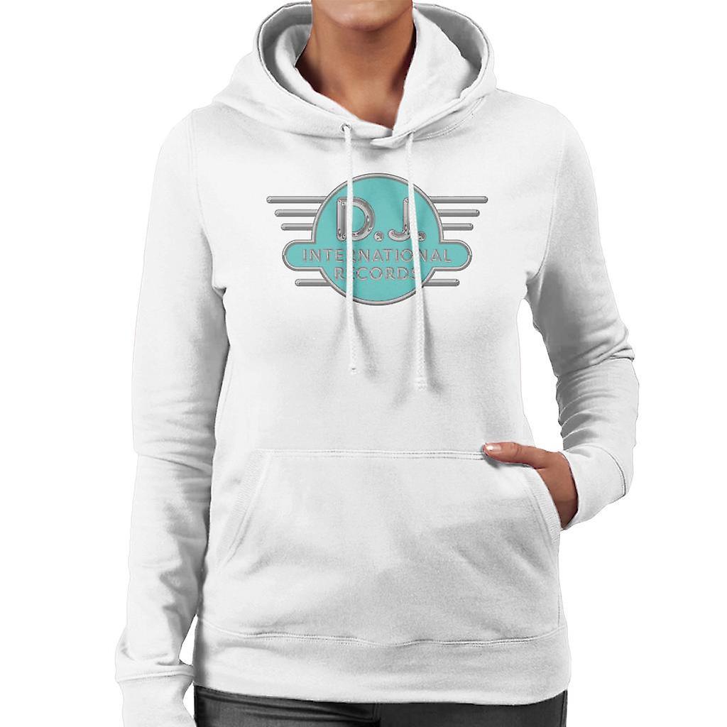 DJ International Records Cyan Logo Women's Hooded Sweatshirt White XX-Large