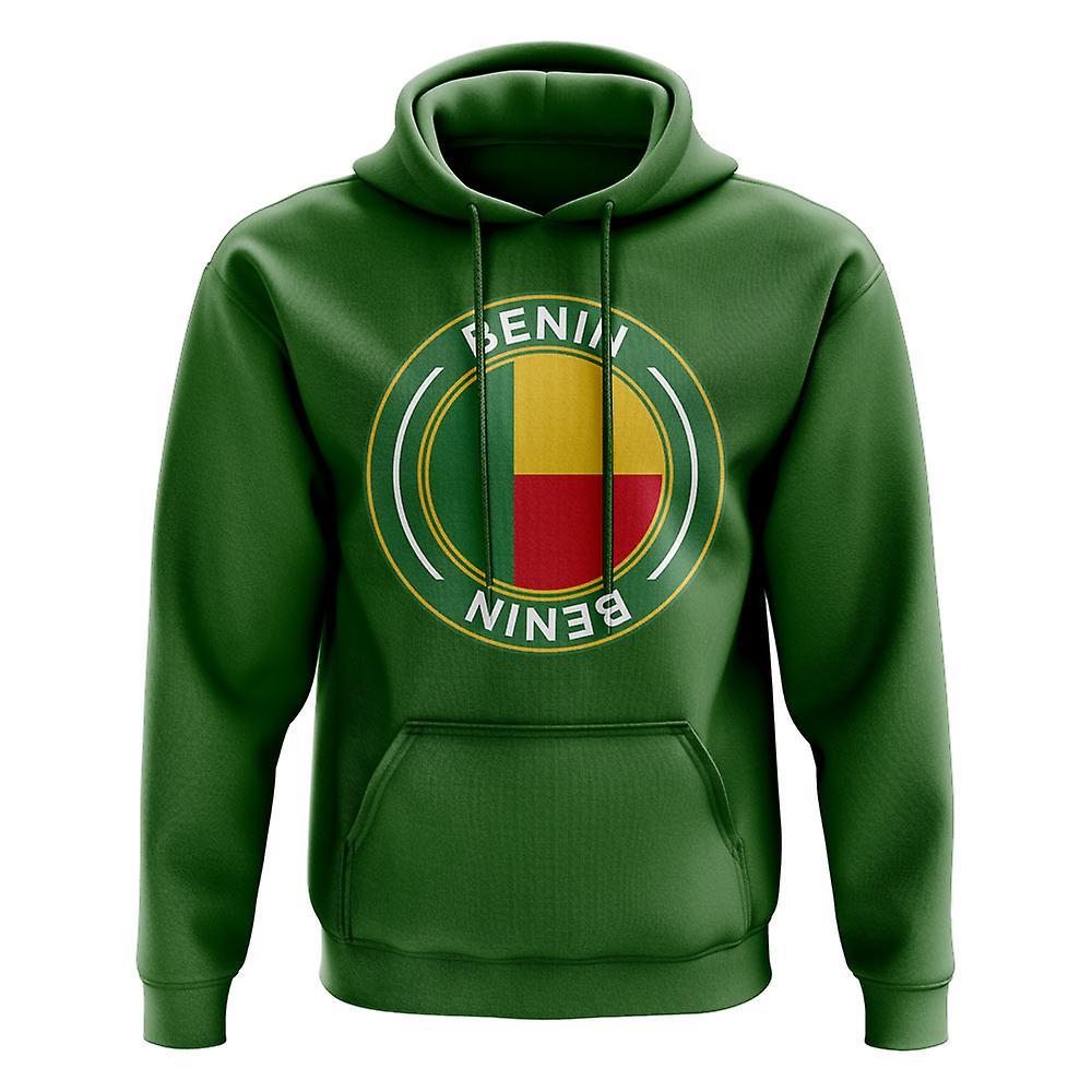 UKSoccerShop Benin Football Badge Hoodie (Green) XSW