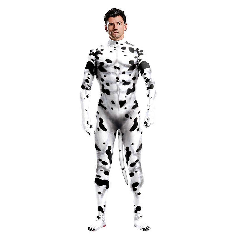 Baiyis Dalmatians Cosplay Costume for Adults Animal Jumpsuit Halloween Disguise Carnival Costume L