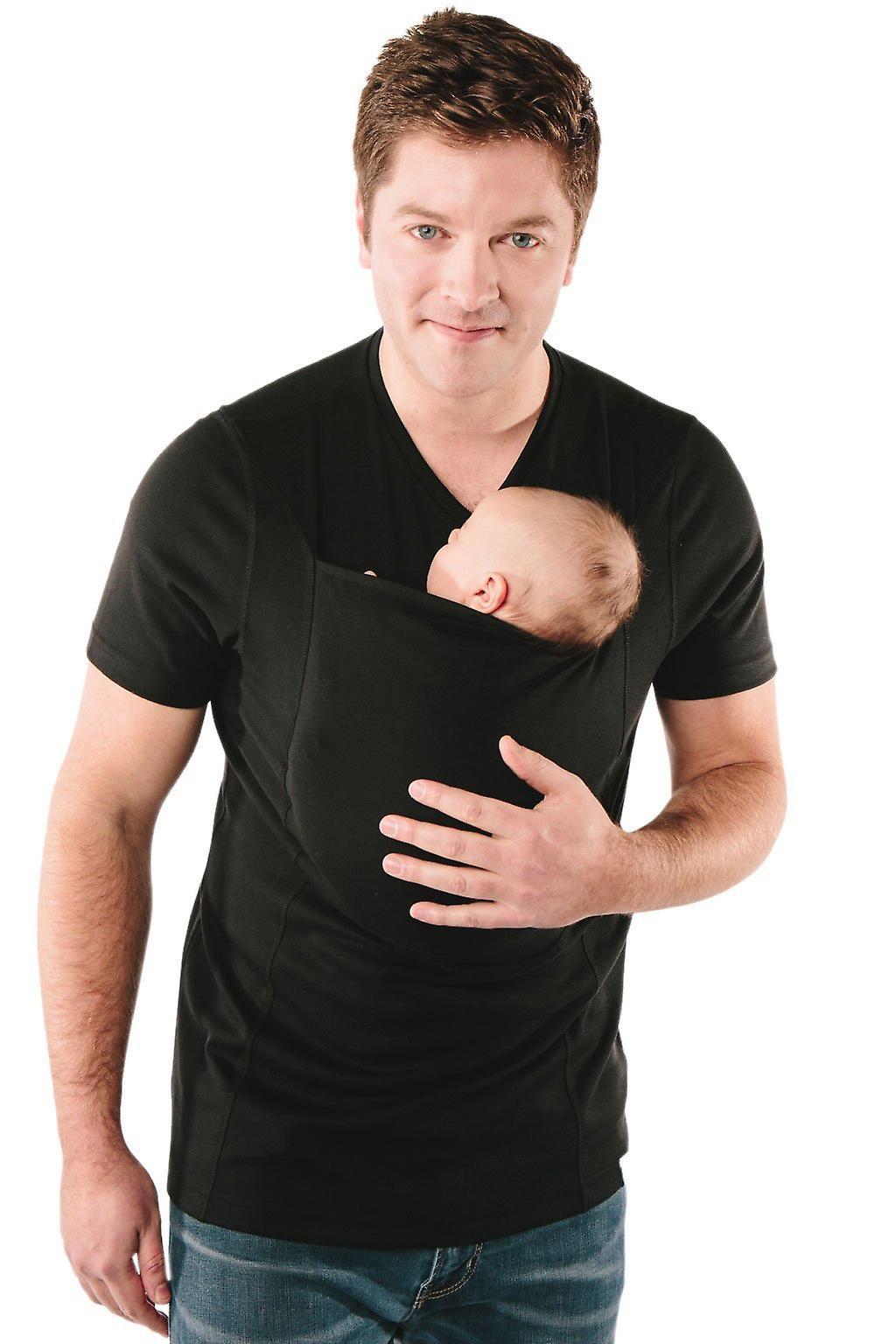 Darmowade Baby Carrier Kangaroo Big Pocket Vest T-shirt Men's Care Bonded Shirt (black) M