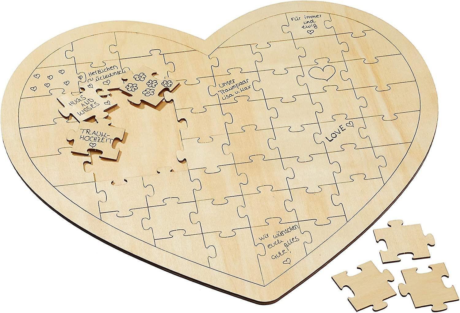 unbrand Wish Heart Puzzle Wood Wedding Guest Book Party Guest Book Heart Wedding