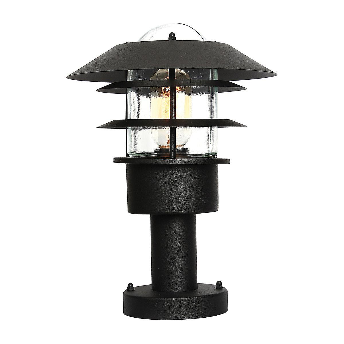 Helsingor 1 Light Outdoor Coastal Pedestal Lantern Black IP44 E27