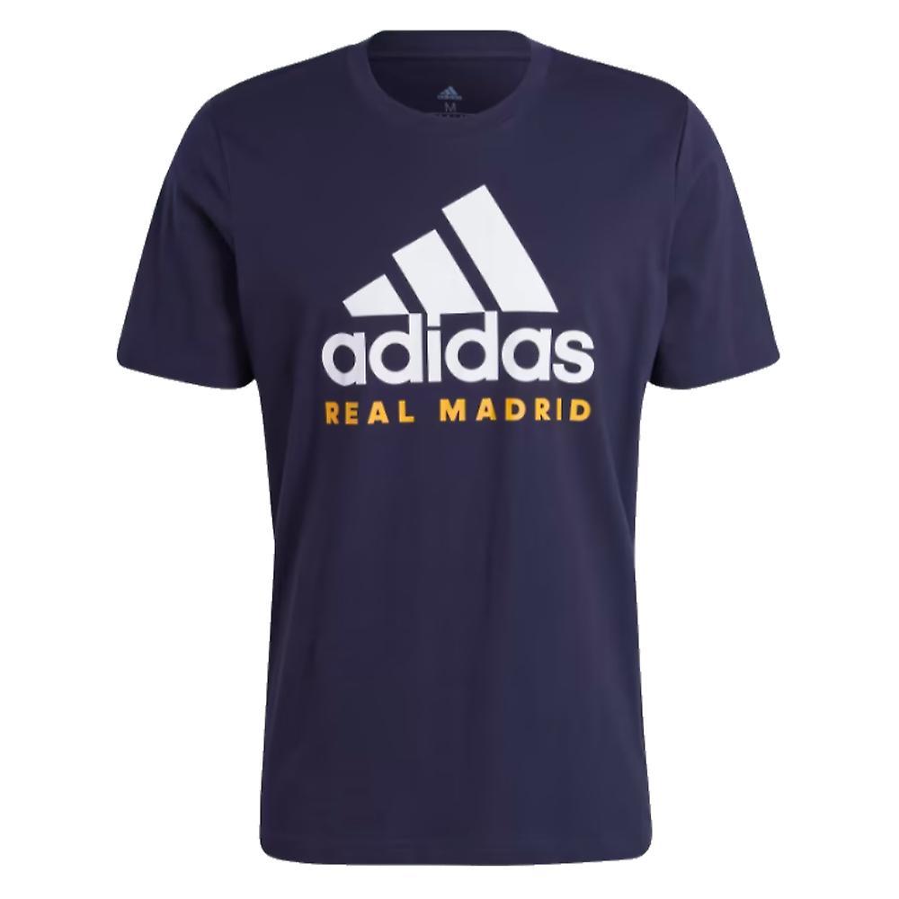 Adidas 2023-2024 Real Madrid DNA Graphic Tee (Legend Ink) Navy Large 42-44 inch Chest