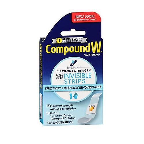 Med Tech Products Compound W Maximum Strength Wart Remover One Step Invisible Medicated Strips, 14 each (Pack of 1)