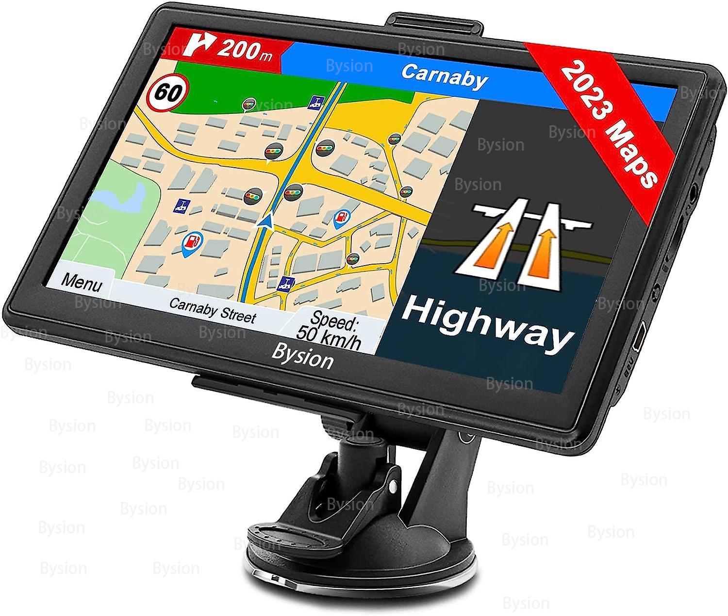 Bysion 7 Inch Sat Nav For Car, 2023 Uk Europe Maps, Free Lifetime Updates, Postcode, Lane Guidance Assist, Poi, Navigation For Truck Lorry Hgv Moto...