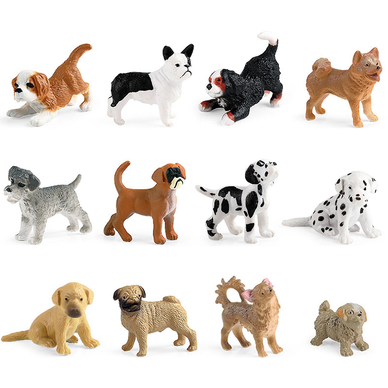 Yamaler 12Pcs Simulation Cat/Dog Figurine Realistic Miniature Cute Animal Figure Model PVC Solid Kitten/Puppy Statue Model Desktop Ornament Car