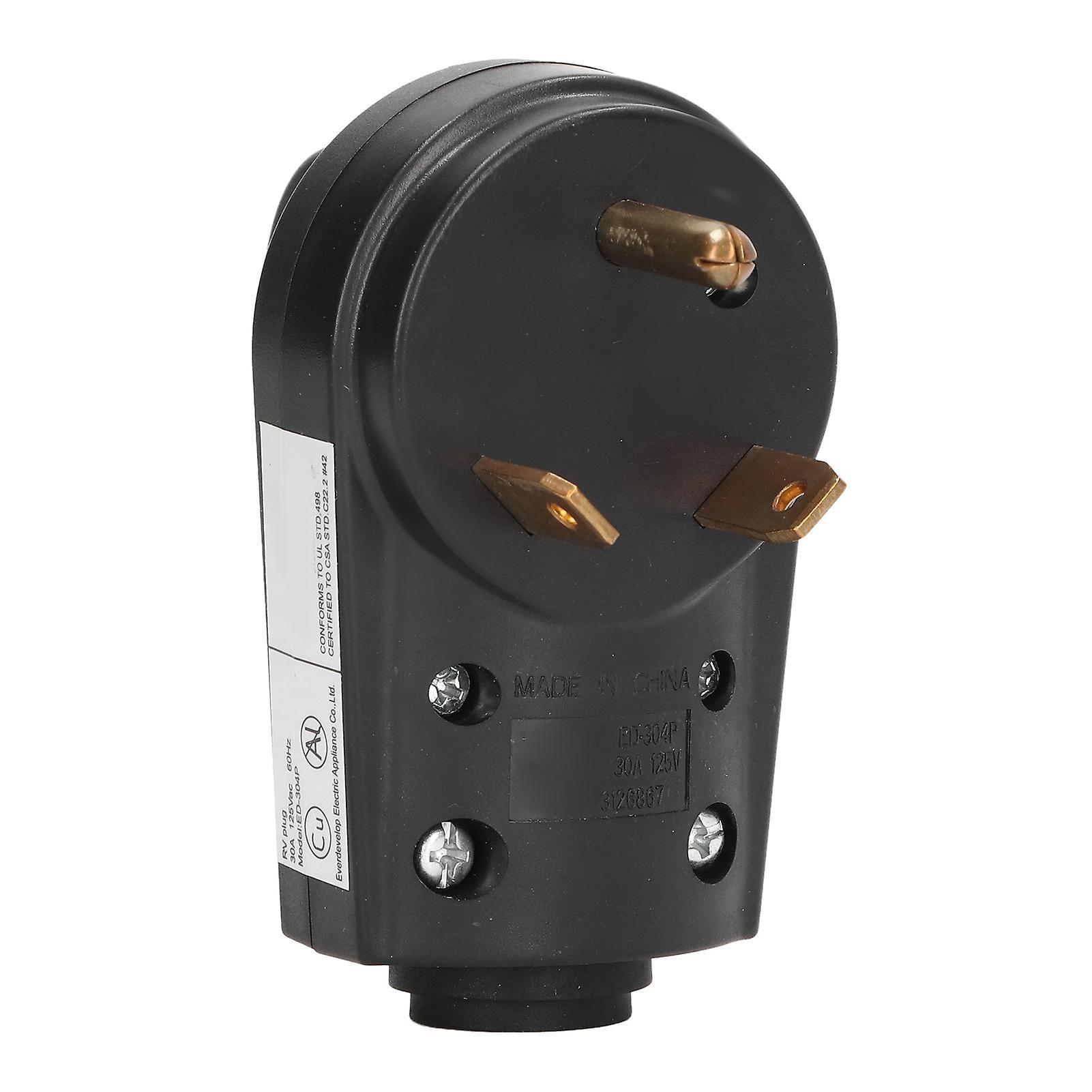 RV plug replacement US 125V Heavy Duty 30A RV Male Plug with Handle - Electrical Connector Replacement, 3-Prong Design