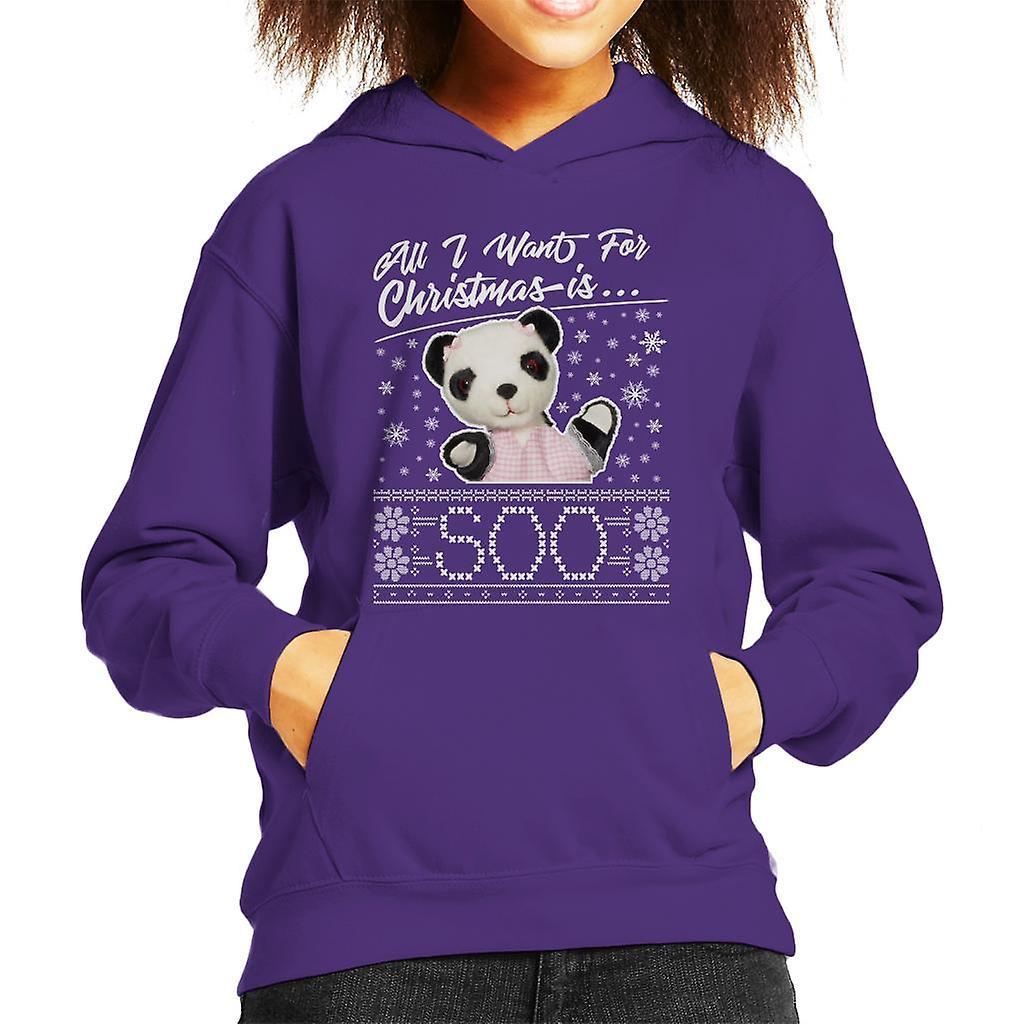 Sooty Christmas All I Want For Christmas Is Soo Kid's Hooded Sweatshirt Purple Medium (7-8 yrs)