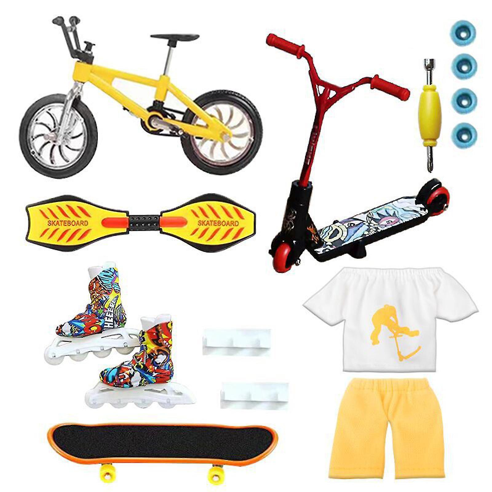 Stntv Skateboards Toys Including Finger Scooter Tops Pants Easy To Play Gift For Kids Yellow