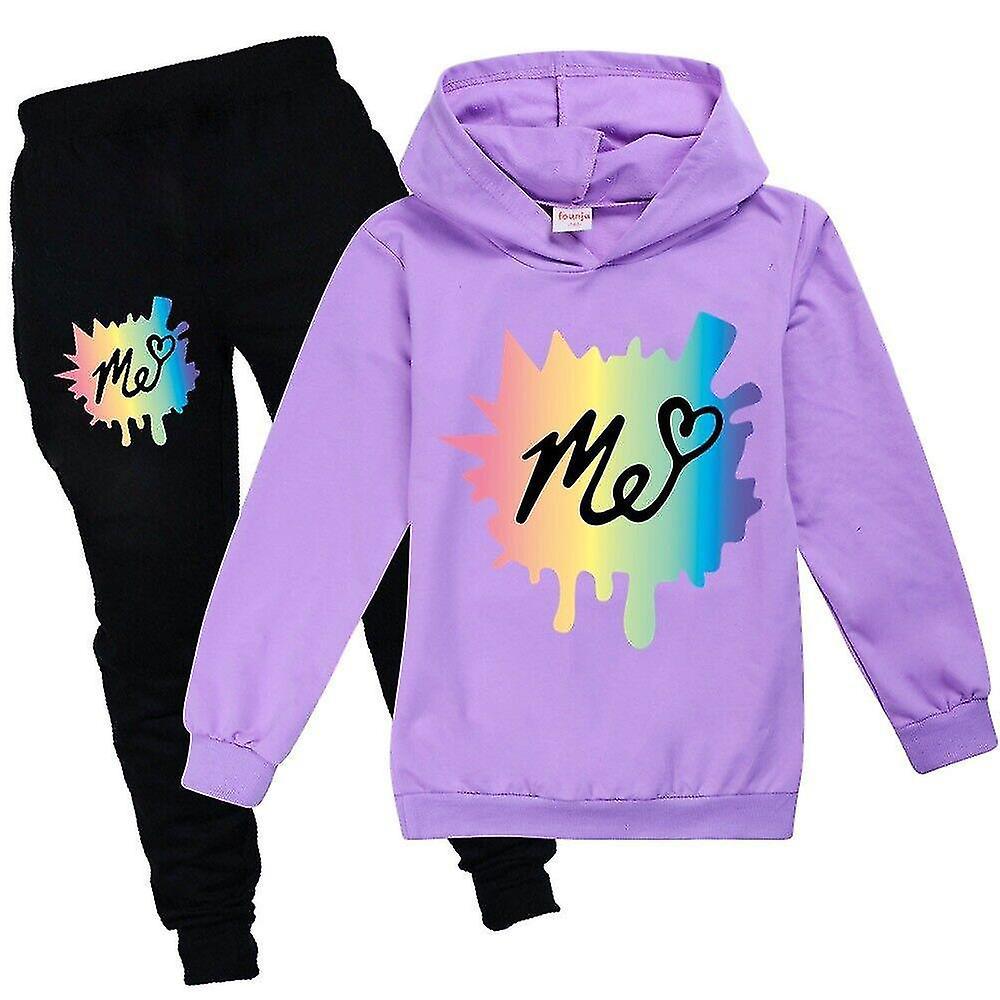 Jxlgv Kids Teens Moriah Elizabeth Outfit Tops+pants Tracksuit Set Activewear Gifts 9-14 Years Purple 13-14Years