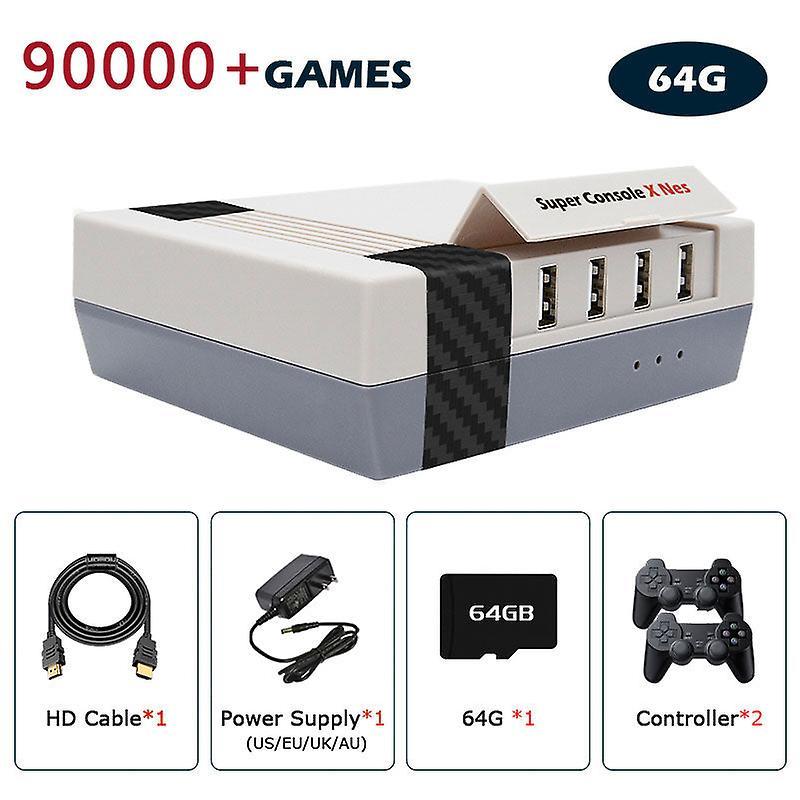 HCSC Retro Super Console X Nes Video Game Console Hd Output Built-in 90000 Retro Games 60 Emulators For Psp/ps1/snes/nes/n64/mame Nes-64g-706w-2 Us