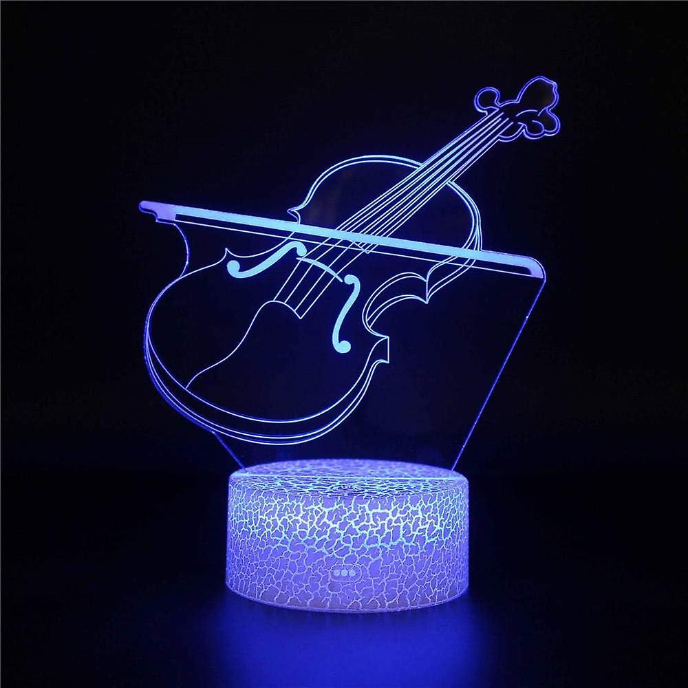 Xcy 3D Illusion Lamp Violin Mood Light 7 Colour Changing Acrylic LED Night Light USB Cables Bedroom Desk Decoration