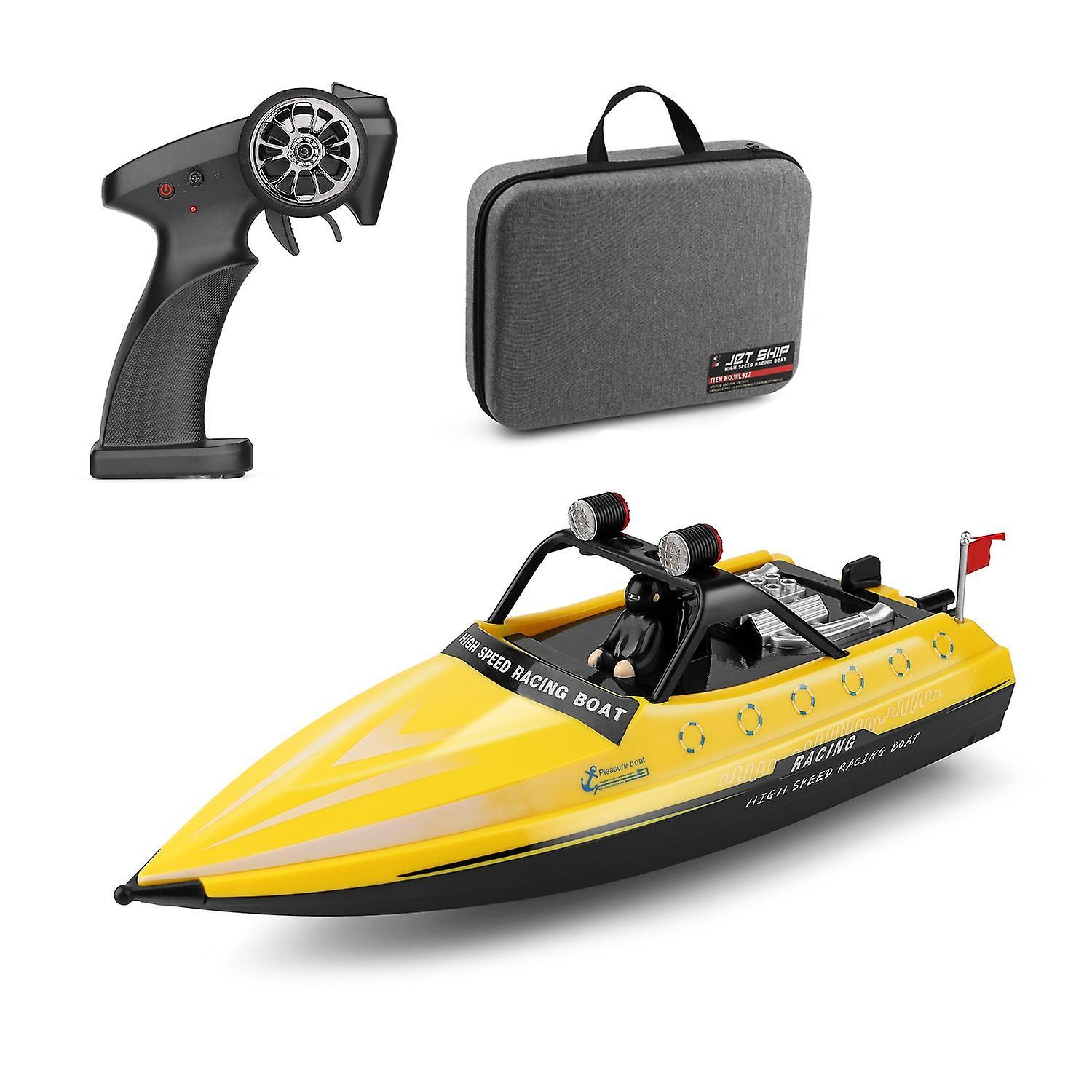 WLtoys WL917 RC Boat 2.4GHz Remote Control Boats RC Jet Boat 16km/h RC Boat Toy Gift for Kids Adults Yellow