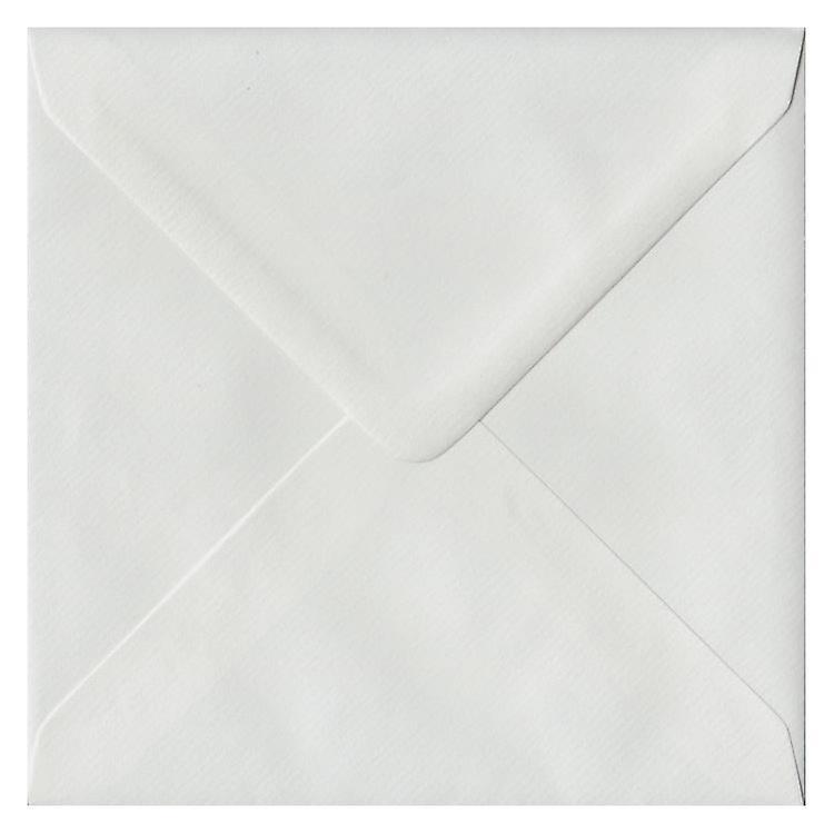 ColorSono White Laid Gummed 130mm Square Coloured White Envelopes. 100gsm FSC Sustainable Paper. 130mm x 130mm. Banker Style Envelope. 100