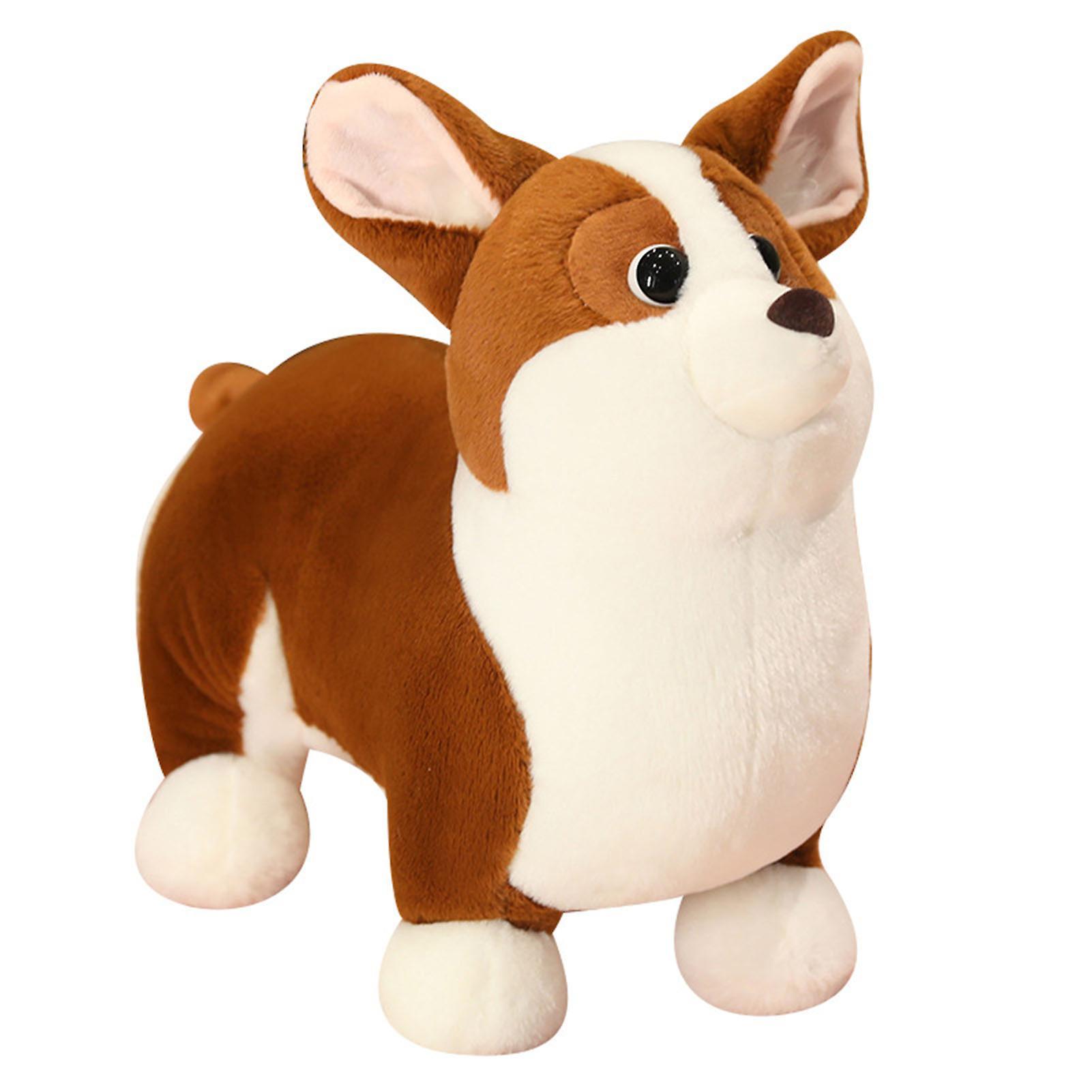 Hislaves Adorable Corgi Plush Toy Soft Fluffy PP Cotton Stuffed Dog Animal Plushie Doll Home Decoration Sleeping Pillow Kids Girlfriend S