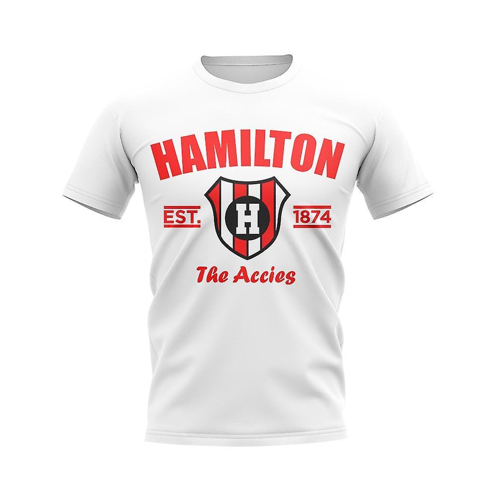 UKSoccerShop Hamilton Accies Established Football T-Shirt (White) Blue XLB (12-13 Years)