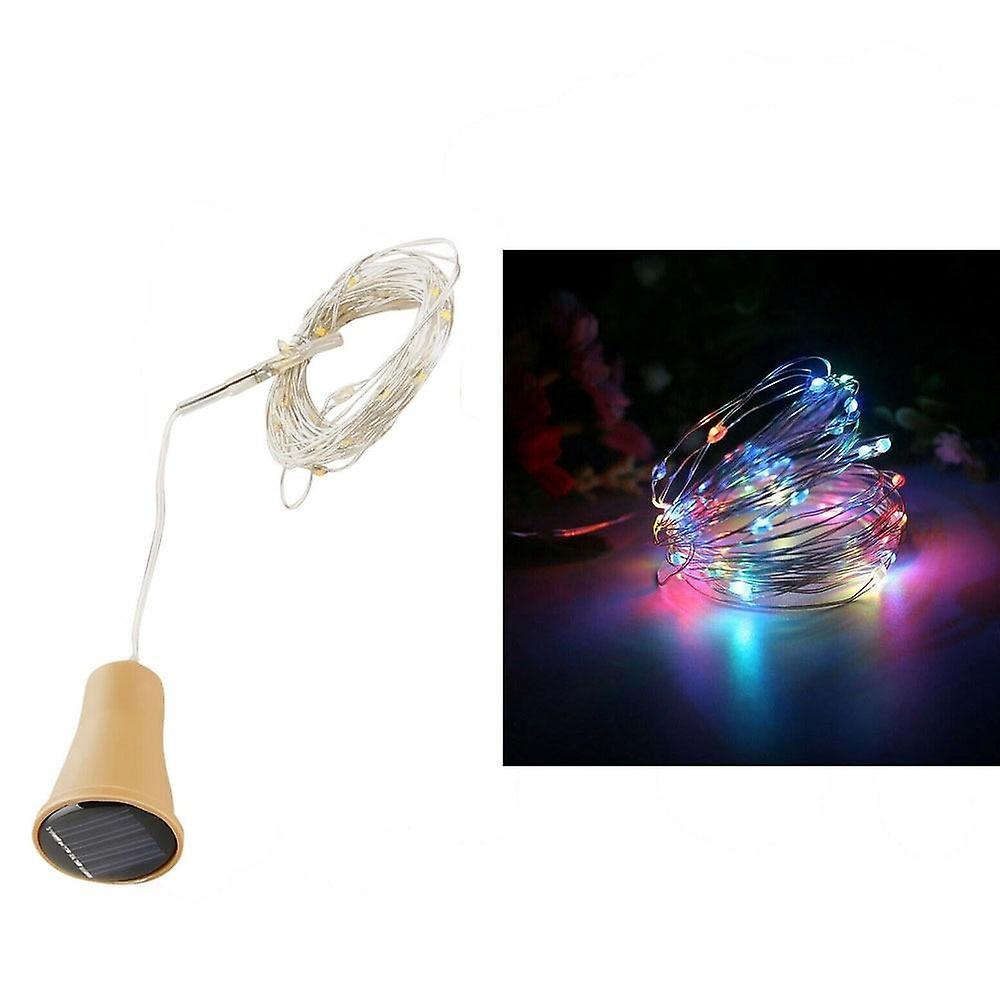 Slowmoose Solar Powered Wine Bottle Cork Shaped, Led Copper Wire String Light RGB 15LED 1.5M