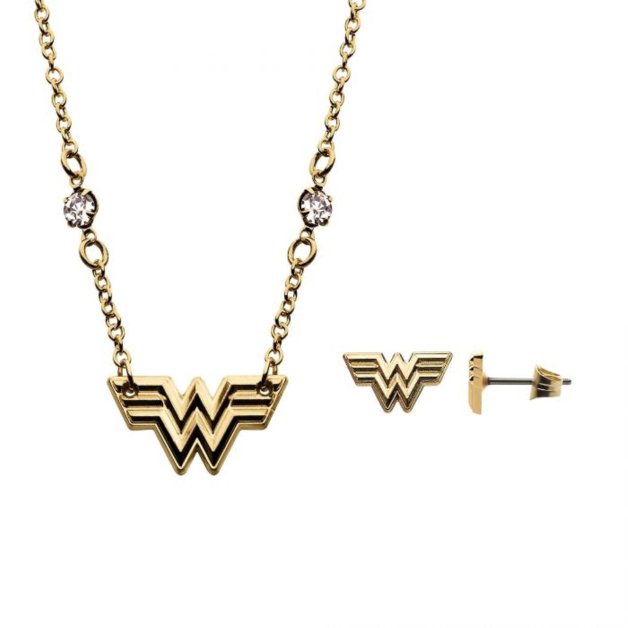 DC Comics Wonder Woman 1984 Necklace and Earrings Set Gold