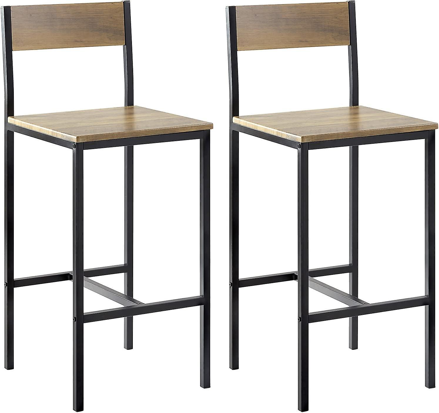 SoBuy FST53-XLx2, Set of 2 Chairs Bar Stools Black+Nature