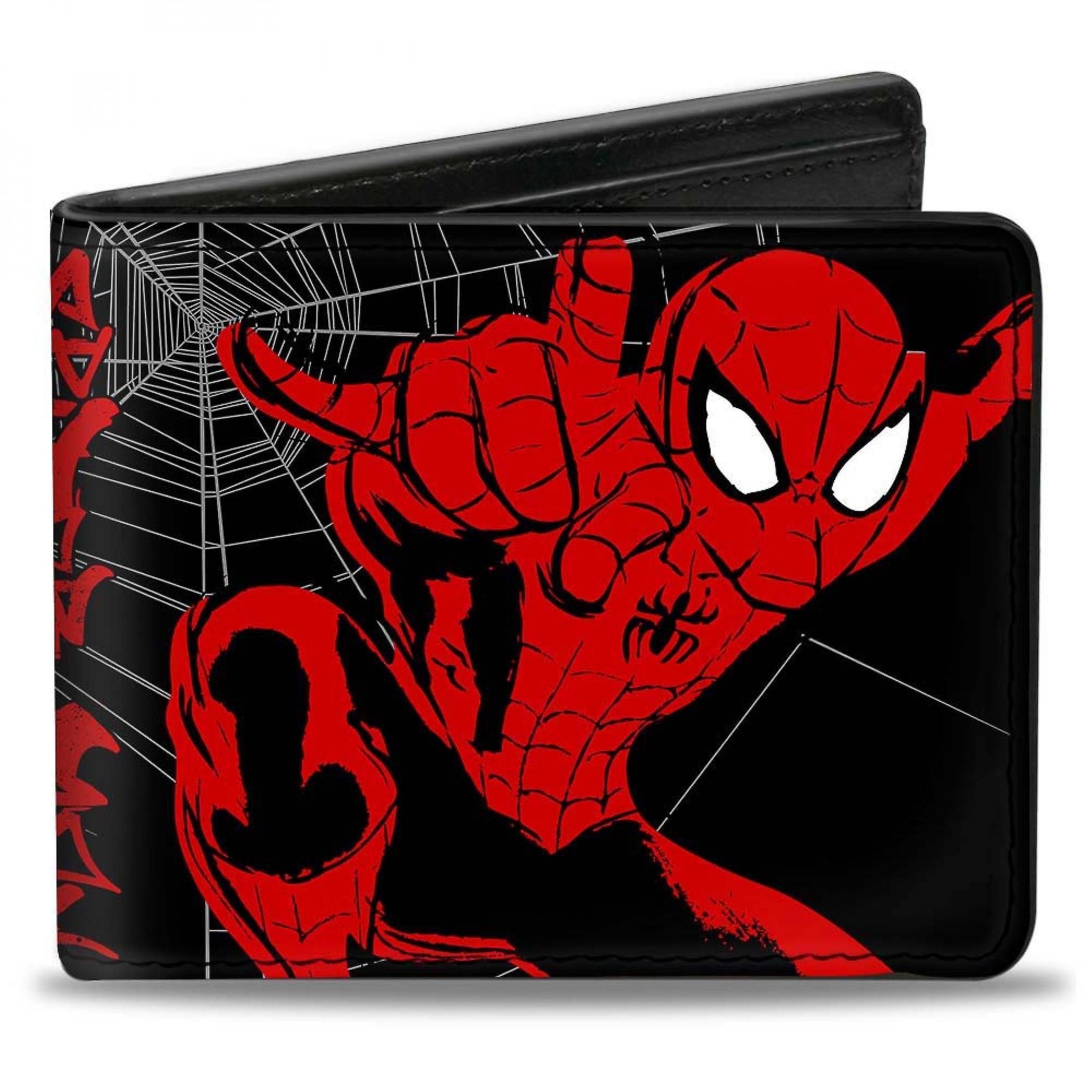 Marvel Comics Spider-Man Web Sketch Vegan Leather Wallet Black