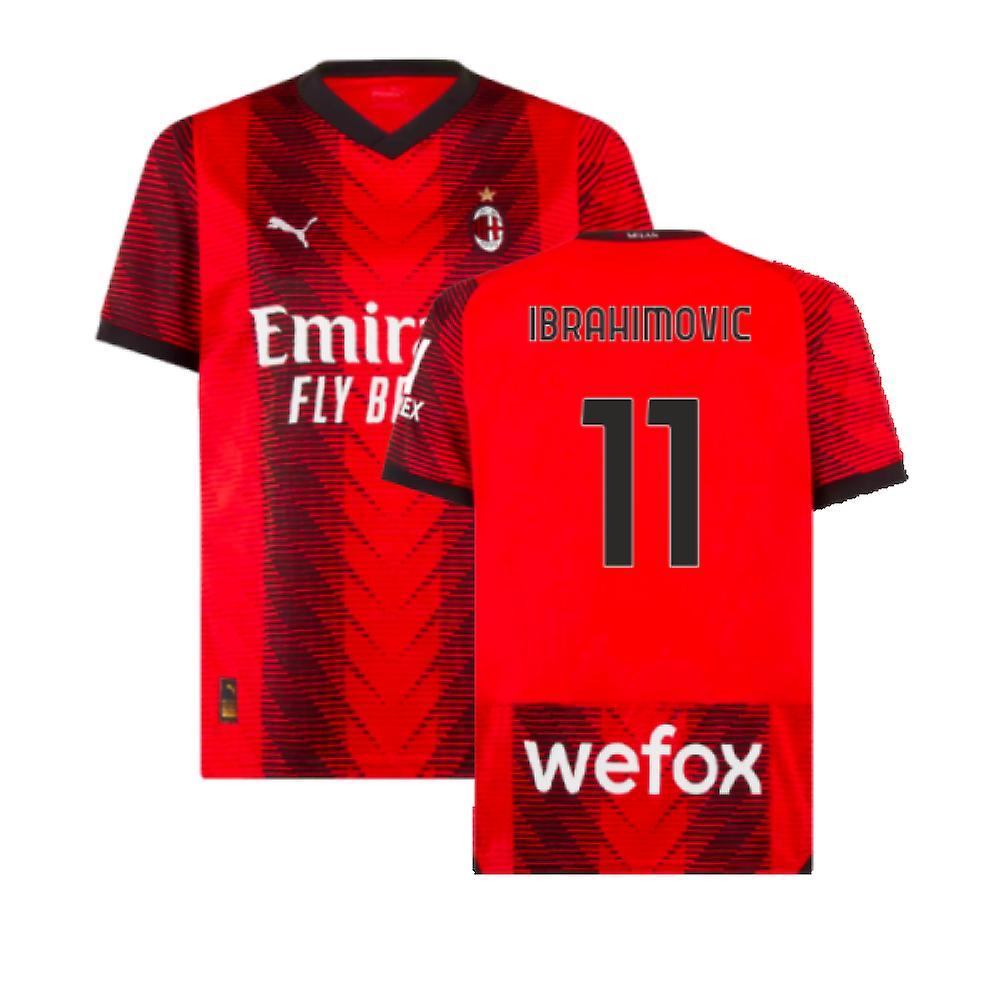 Puma 2023-2024 AC Milan Home Shirt (Ibrahimovic 11) Red XL Adults