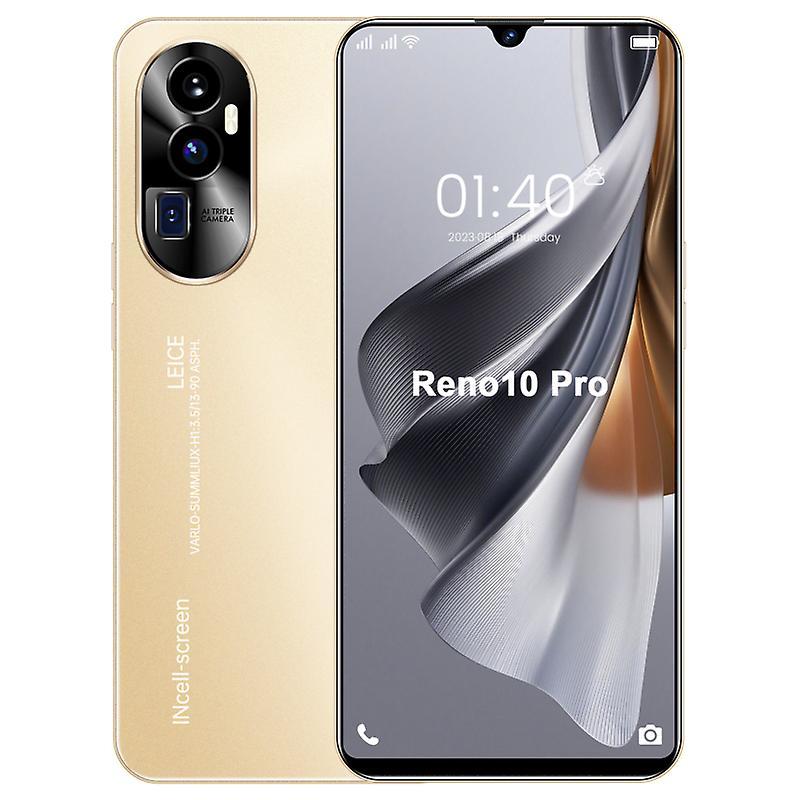 Hiborth Reno10 Pro 5G Smartphone 6.8-inch Full Screen Face Recognition 50MP for Android 13.0 Smart Mobile Phone Golden EU Plug,16+512GB