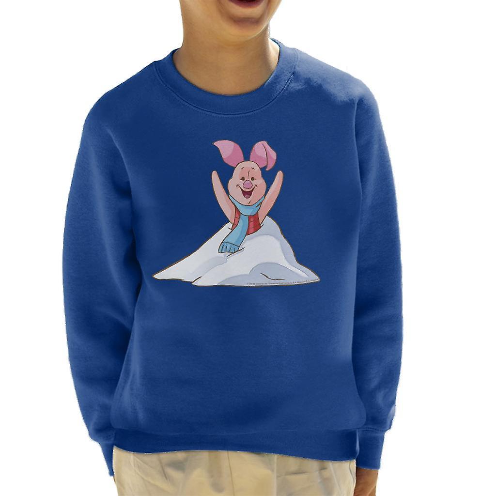 Disney Christmas Piglet In The Snow Kid's Sweatshirt Royal Blue X-Small (3-4 yrs)