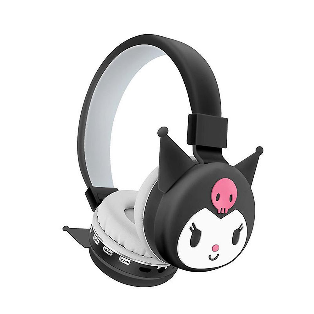 Besser Kuromi Headset Bluetooth Wireless Headphone Kids Cartoon Anime Over-Ear Earphone Gift Black