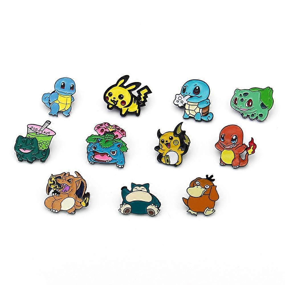 Phwj 11 Pack Pokemon Brooch pin student cartoon game console pin Anime Enamel Pins Set Cartoon Brooch For Backpack Hat Lapel Jacket Badges Button C...