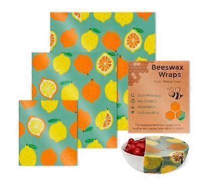 Unbrand Reusable Beeswax Food Wraps Set,3 Sizes Reusable Beeswax Paper Food Wrap for Bread, Sandwich for Covering Food Bowls Lemon 1