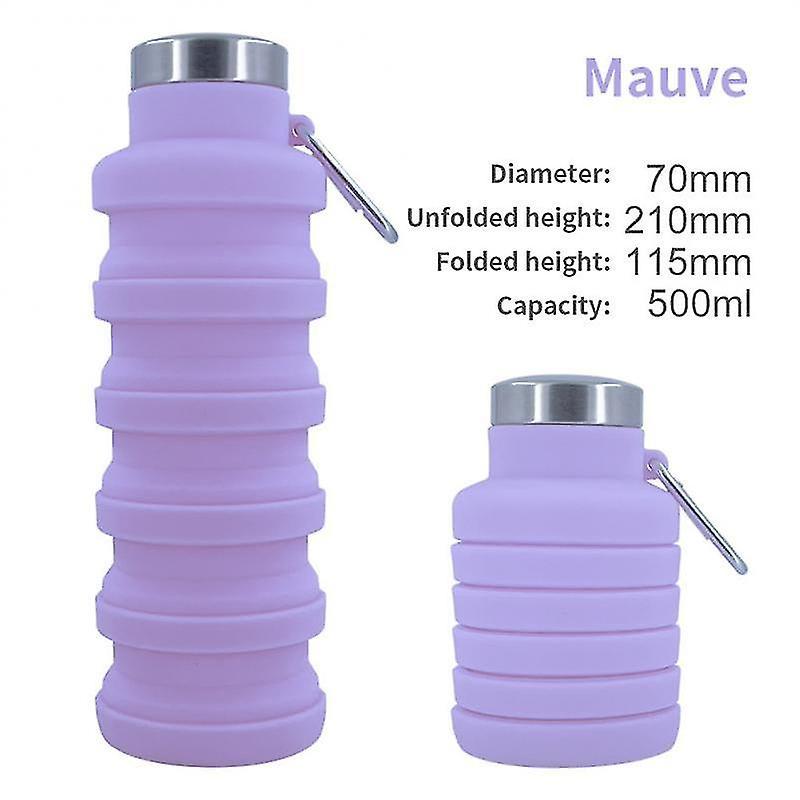 Tianzun Collapsible Water Bottles, Reusable Silicone Foldable Water Bottles Portable Travel Leak Proof Water Bottle Light purple