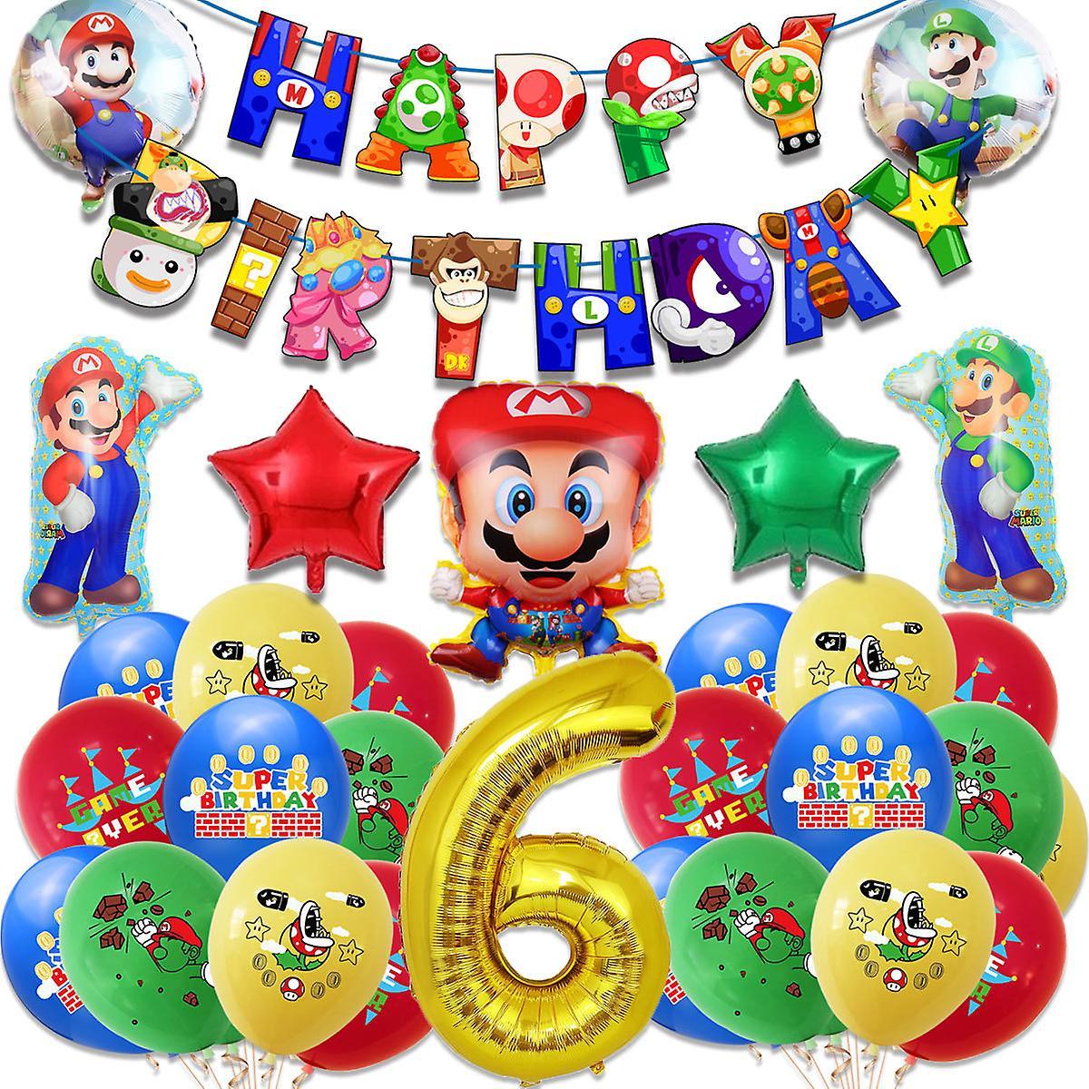 Heyone Mario Birthday Party Decorations Happy Birthday Set Super Bros Foil Balloons For Boys Girls Birthday Baby Shower Mario Theme Party Decorations