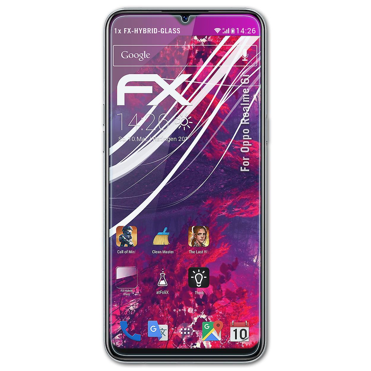 atFoliX armored film compatible with Oppo Realme 6i glass foil 9H protective armor 03 FX HYBRID GLASS