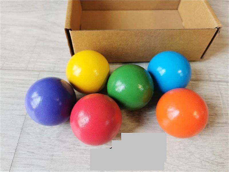 Slowmoose Wooden Rainbow Building Blocks, Balls Plate Toy Rainbow ball 6