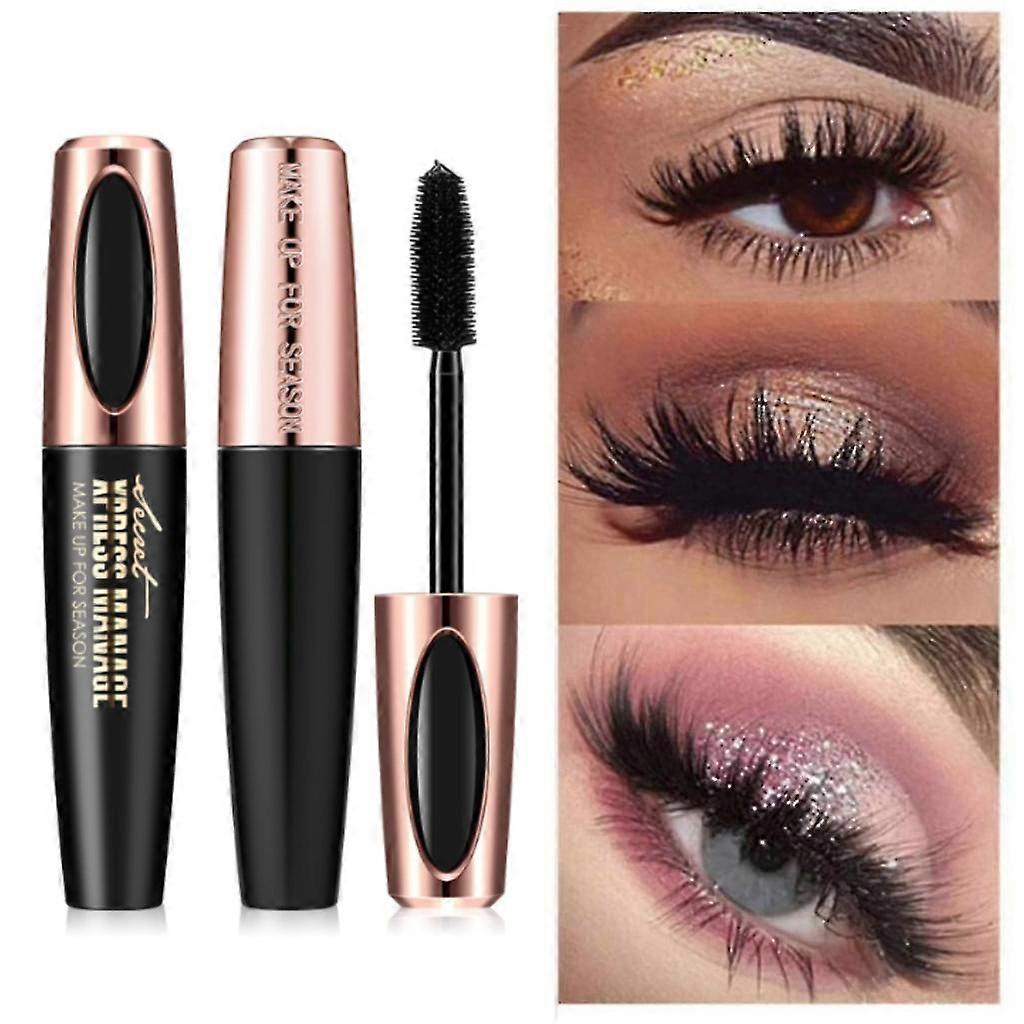 Ergocar 2pcs 4d Silk Fiber Lash Mascara Waterproof, Luxuriously Longer, Thicker, Voluminous Eyelashes, Long-lasting, Dramatic Extension