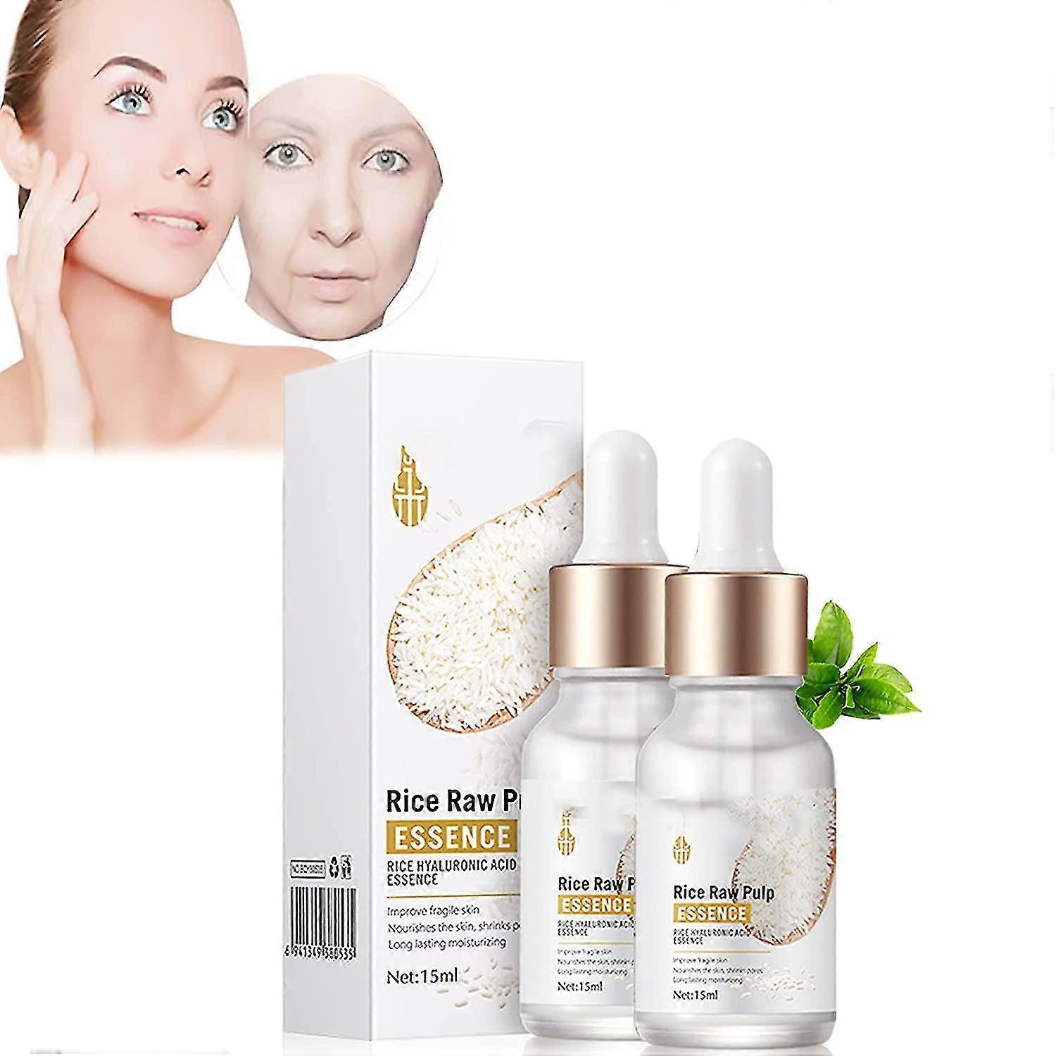 Tinor Rice Raw Pulp Face Serum, Rice Skin Care,collagen Anti-wrinkle White Rice Face Serum, Moisturizing Whitening Serum 2pcs