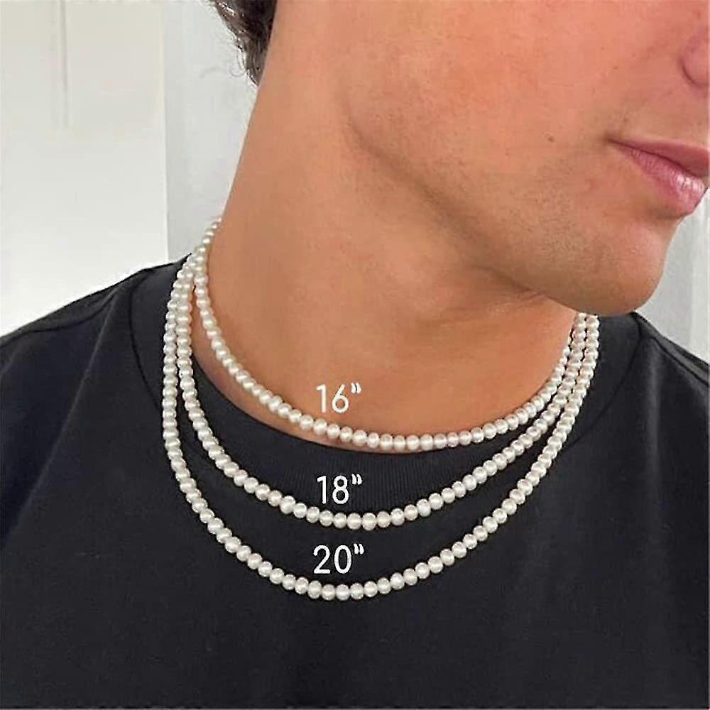 Morakot Pearl Necklace Men Simple Handmade Strand Bead Necklace 2022 New Trend 50cm