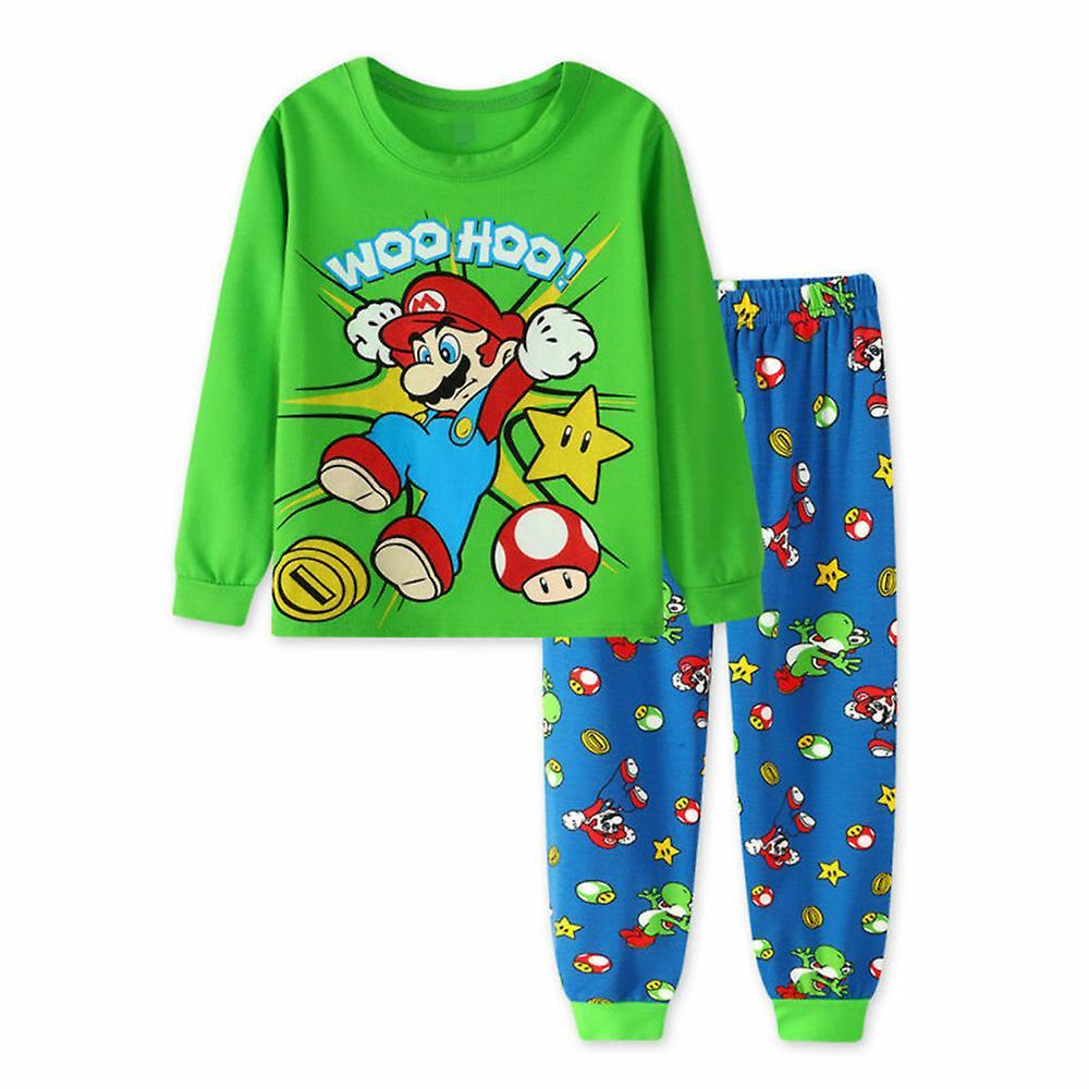 Varychmoo Kids Boys Pajamas Set Super Mario Print Comfy Long Sleeve Tops + Jogger Pants Loungewear Sleepwear B 5-6 Years