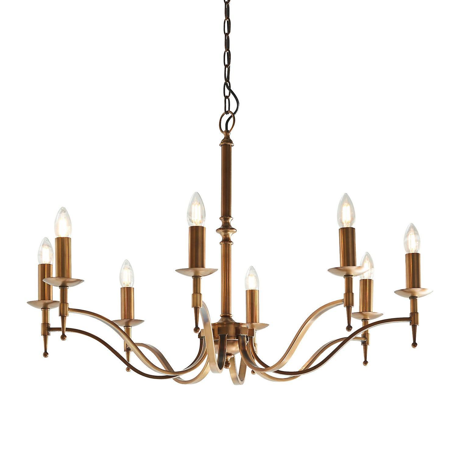 Stanford 8 Light Chandelier Antique Brass Finish E14