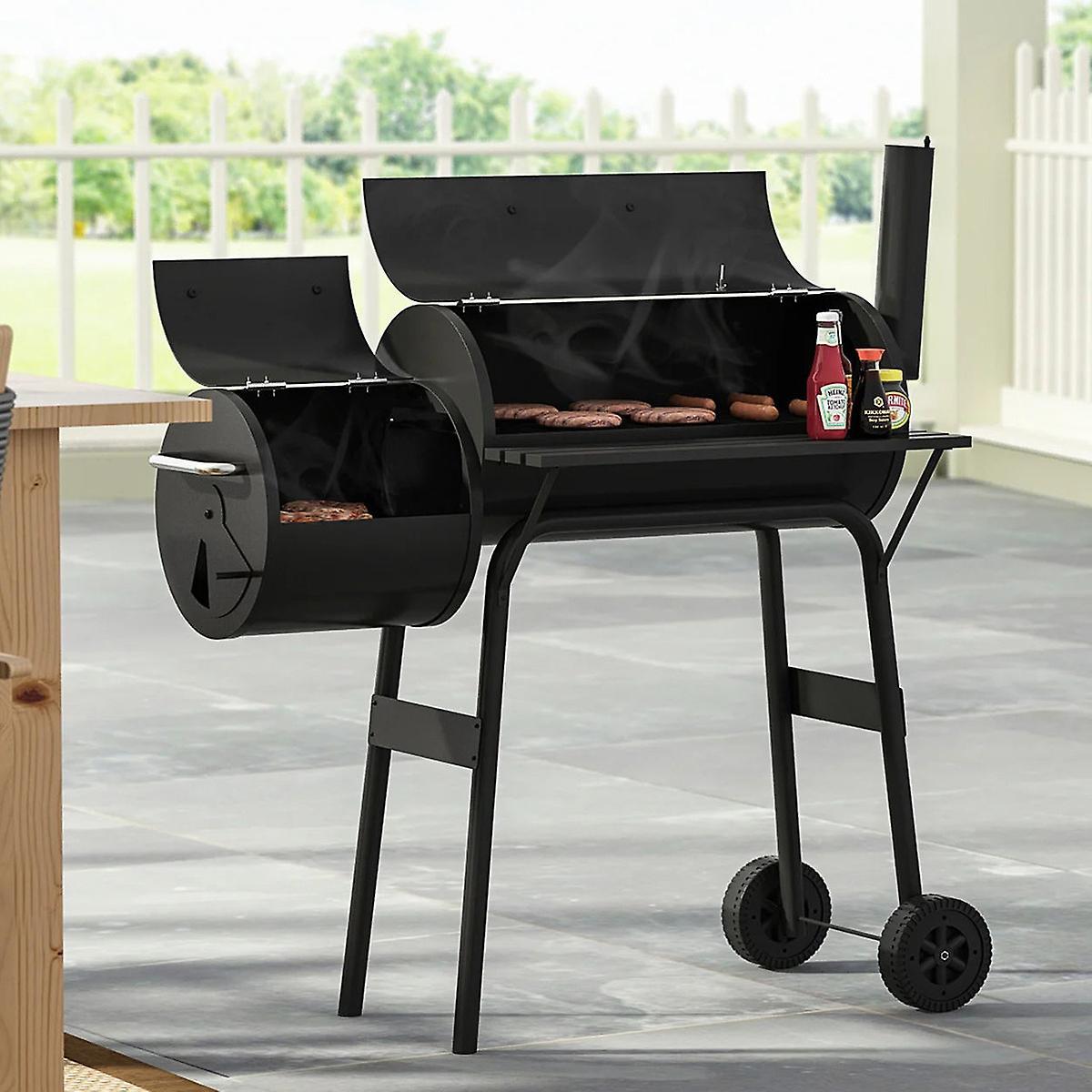 Living And Home BBQ Grill Outdoor Charcoal BBQ Grill With Portable Trolley Wheels