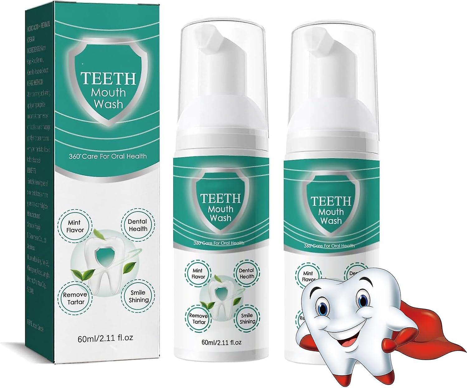 Frusde Teeth Mouthwash, Teethaid Mouthwash, Teeth Whitening Mousse Foam, Calculus Removal, Eliminating Bad Breath, Preventing-healing Caries 2Pcs