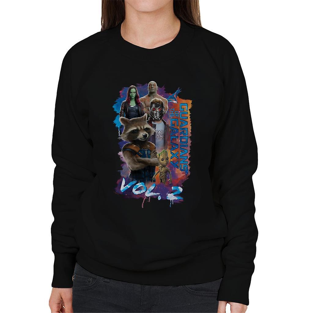 Marvel Guardians Of The Galaxy Vol 2 Galactic Character Montage Women's Sweatshirt Black XX-Large