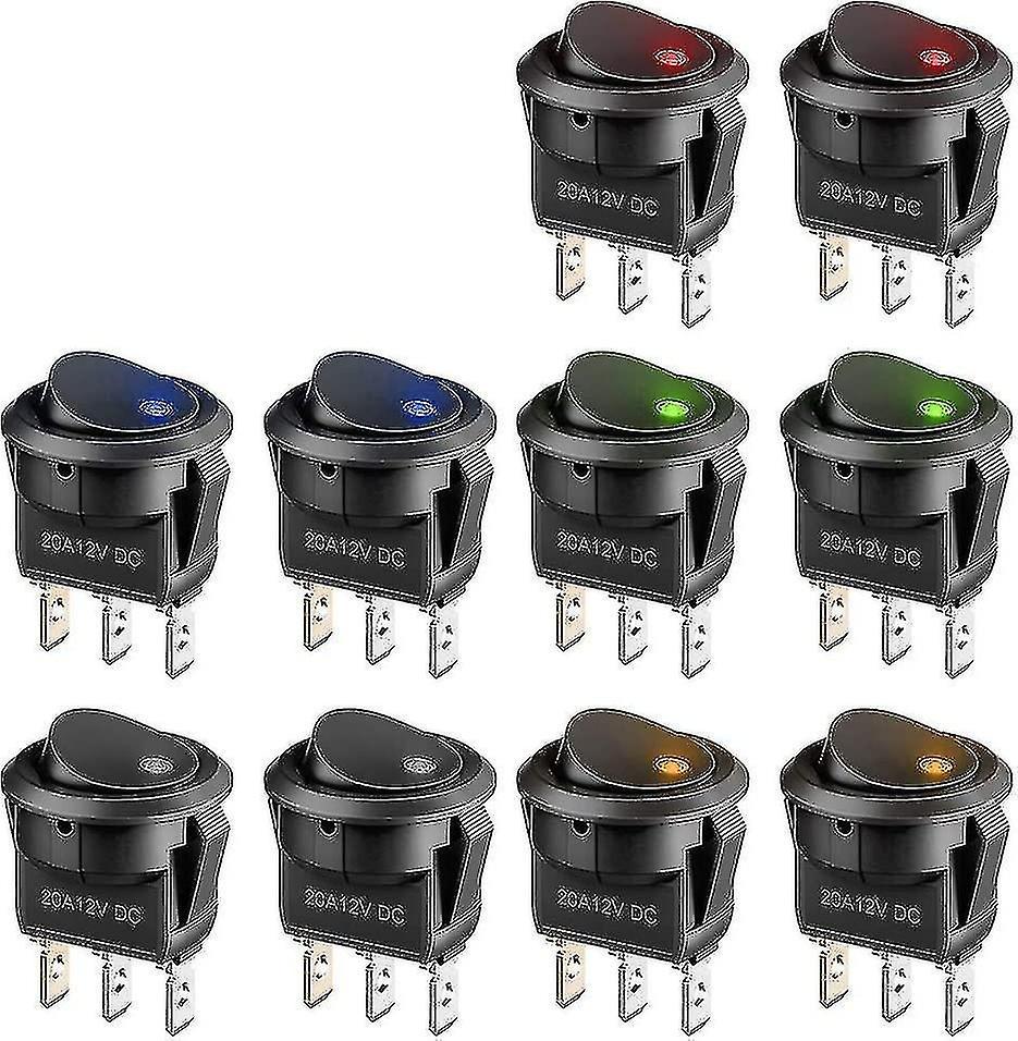 celebrate success Car Switch 12v With Led Light, Mini Toggle Switch On/off Dc 12v 20a Press Button Round Rocker Switch