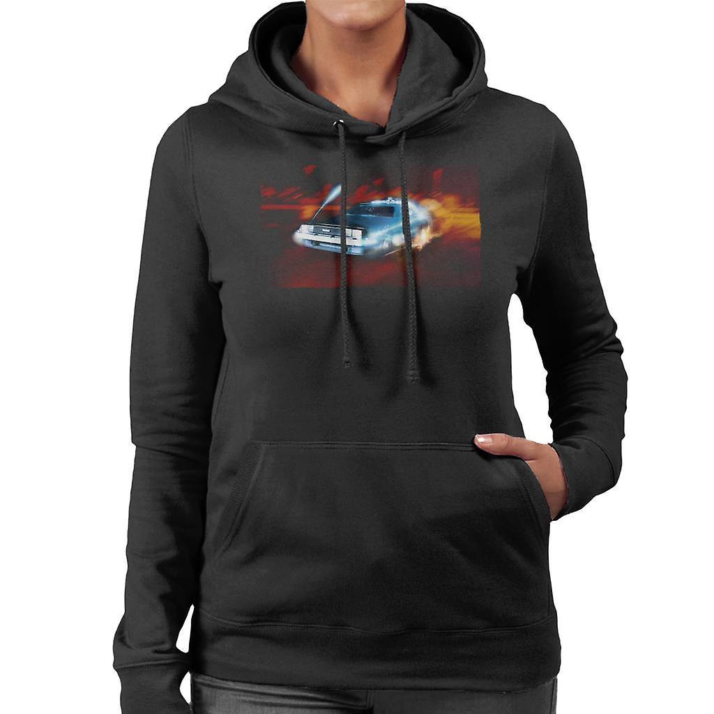 Back to the Future Delorean Electric Charged Take Off Women's Hooded Sweatshirt Black X-Large