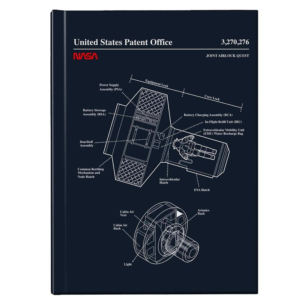 NASA Joint Airlock Quest Blueprint Hardback Journal Navy Blue 13 x 18.5 cm