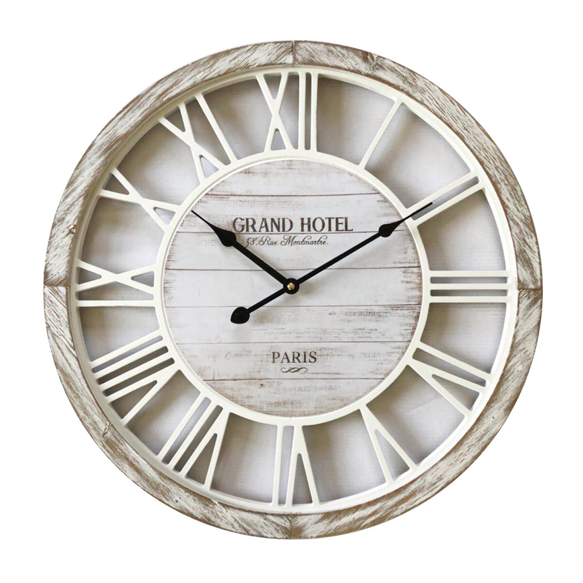 Mobili Rebecca Rebecca Furniture Wall Clock Shabby Clocks Wood White 50x50x4.5