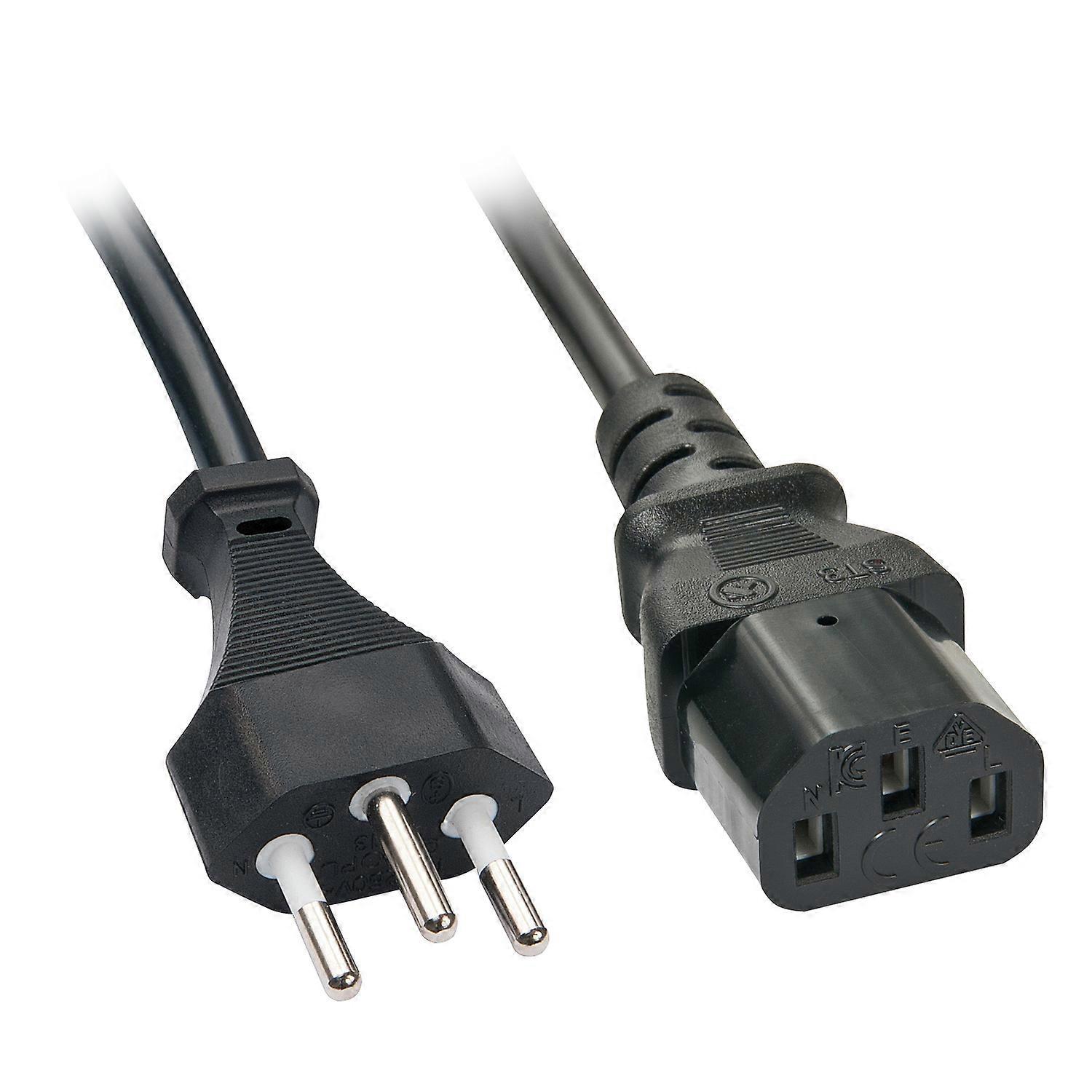 Lindy - Power Cable - Swiss 3 Pin To Power Iec 60320 C13 - 3 M Black