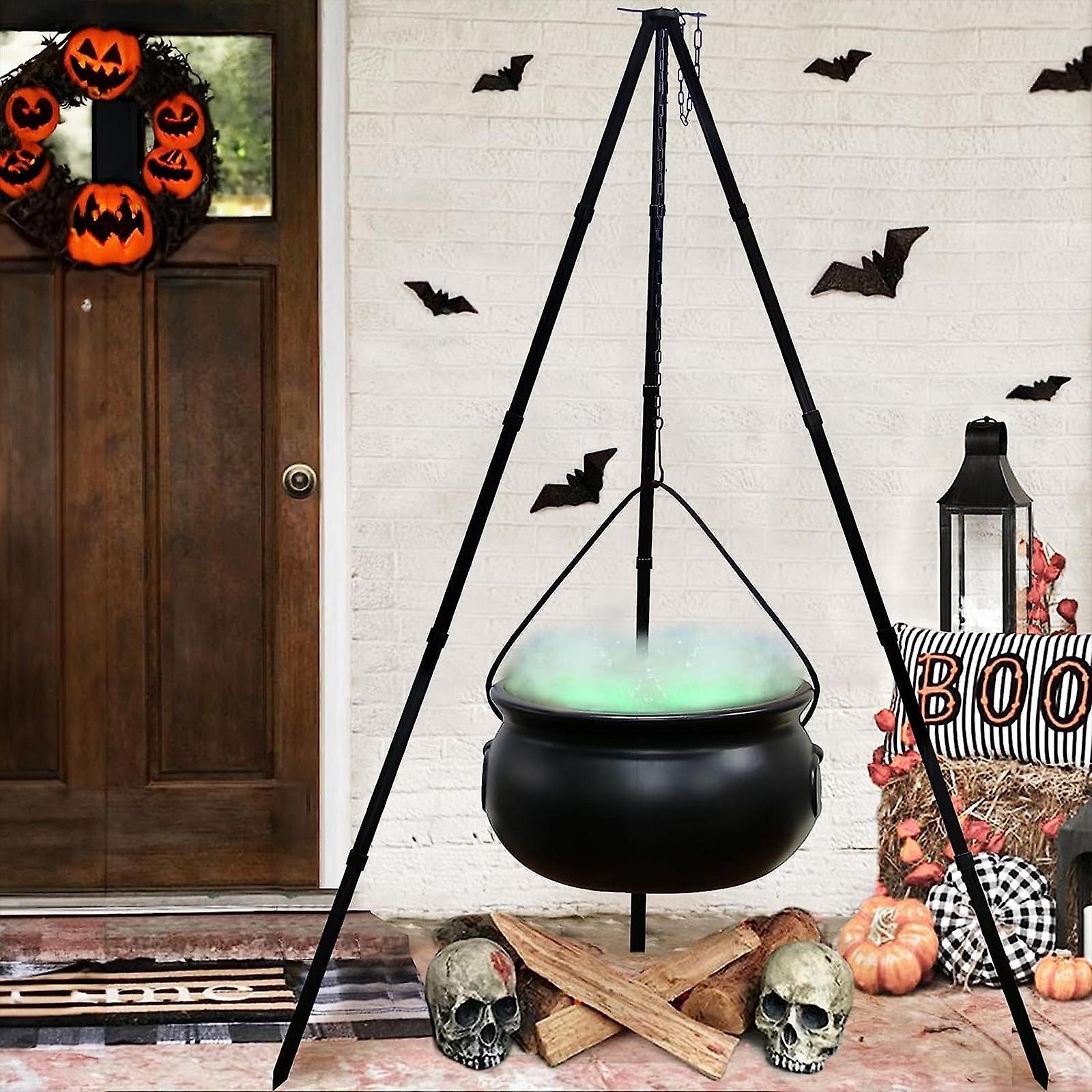 Ofocase Witches Cauldron Halloween Decor, Large Cauldron Halloween Decor On Tripod With Lights, Plastic Cauldron Witch Candy Bucket Decoration With...