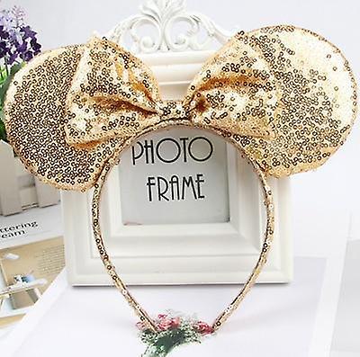 Slowmoose 3d, Full Sequined, Minnie Mouse Ears-bow Headband Golden