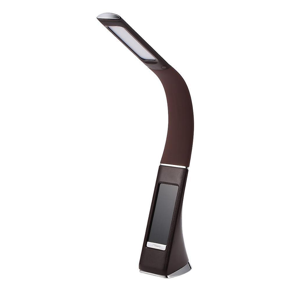 Slowmoose 5w Led Table Lamp With Digital Alarm Clock/calendar/time/temperature Display Brown